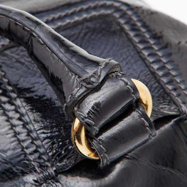 Pre Owned D&G Black Patent Leather Frame Front Pocket Bag