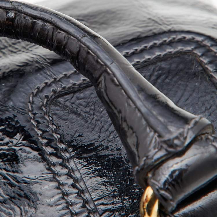 Pre Owned D&G Black Patent Leather Frame Front Pocket Bag