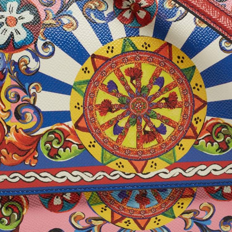 Pre Owned Dolce & Gabbana Multicolor Teatro Dei Pupi Print Leather Medium Miss Sicily Top Handle Bag