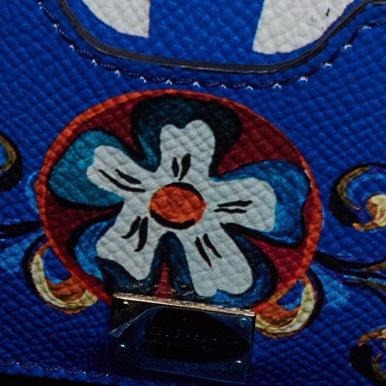 Pre Owned Dolce & Gabbana Multicolor Teatro Dei Pupi Print Leather Medium Miss Sicily Top Handle Bag