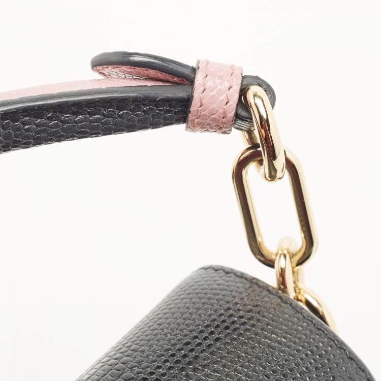 Pre Owned Dolce & Gabbana Black Lizard Embossed Leather DG Millennials Top Handle Bag