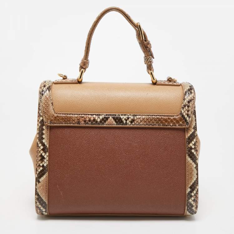 Pre Owned Dolce & Gabbana Multicolor Leather and Python Medium Miss Monica Top Handle Bag
