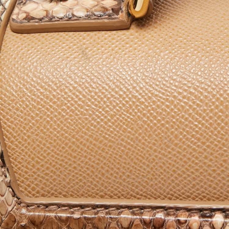 Pre Owned Dolce & Gabbana Multicolor Leather and Python Medium Miss Monica Top Handle Bag