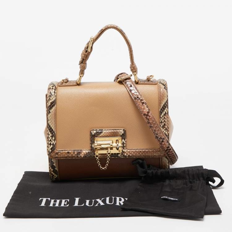 Pre Owned Dolce & Gabbana Multicolor Leather and Python Medium Miss Monica Top Handle Bag