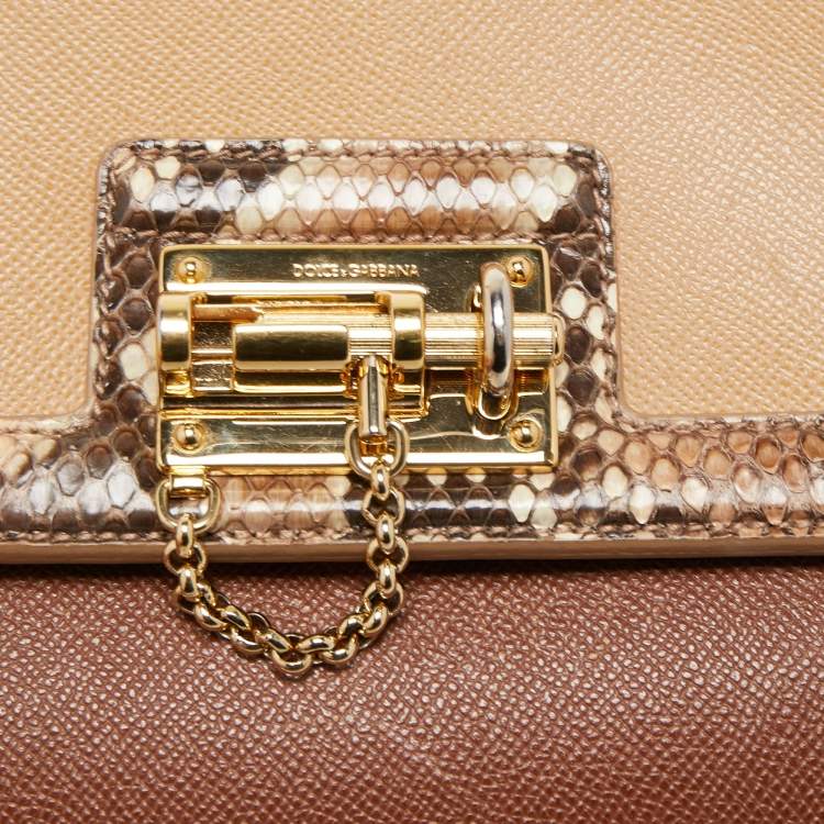 Pre Owned Dolce & Gabbana Multicolor Leather and Python Medium Miss Monica Top Handle Bag