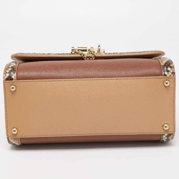 Pre Owned Dolce & Gabbana Multicolor Leather and Python Medium Miss Monica Top Handle Bag