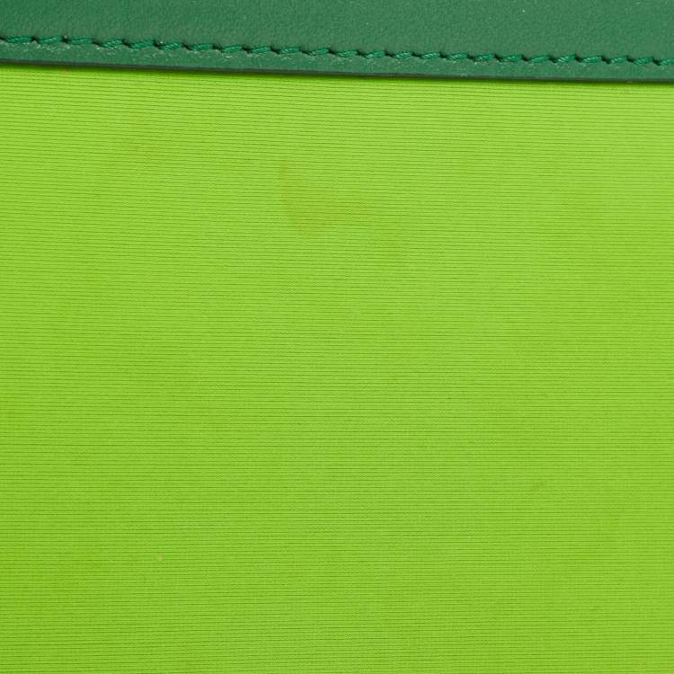 Pre Owned Dolce & Gabbana Neon Green Neoprene and Leather Small Miss Sicily Top Handle Bag