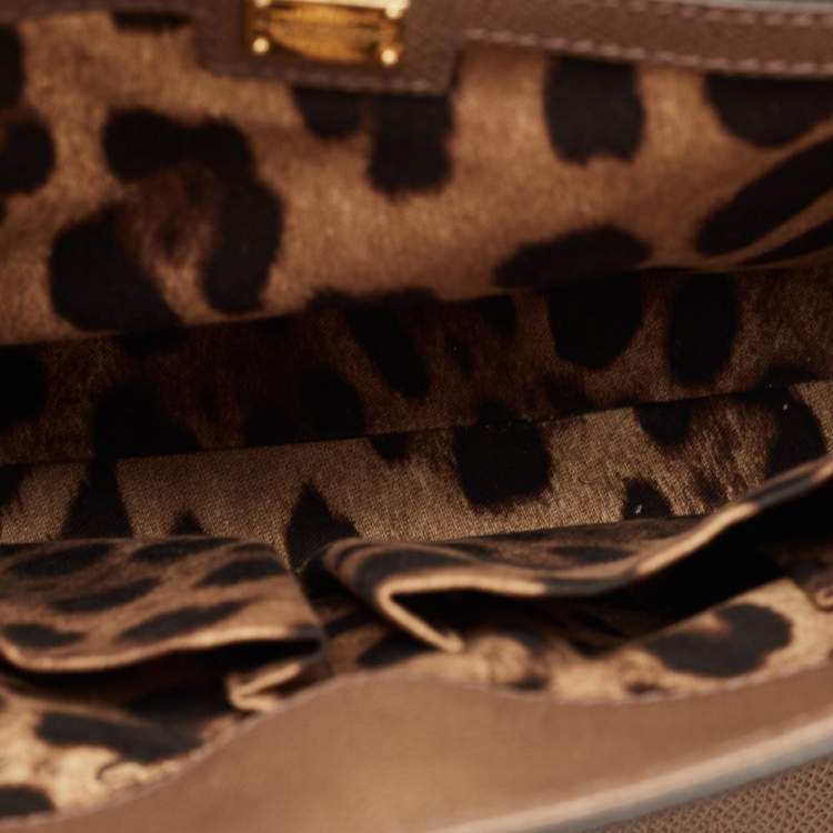 Pre Owned Dolce & Gabbana Beige Leather Large Miss Sicily Top Handle Bag