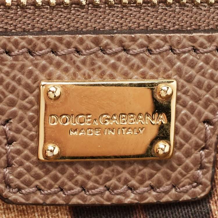 Pre Owned Dolce & Gabbana Beige Leather Large Miss Sicily Top Handle Bag