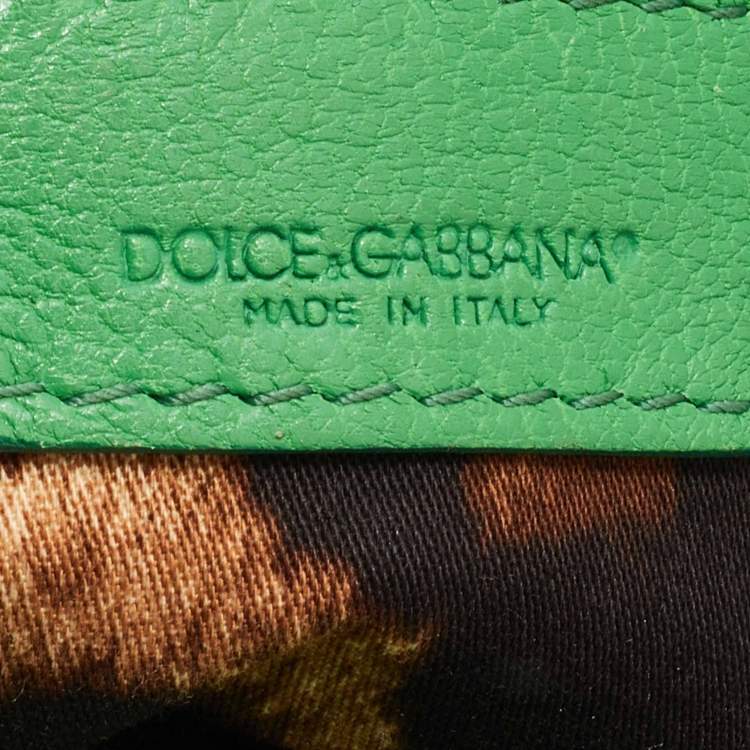 Pre Owned Dolce & Gabbana Green Leather Padlock Top Handle Bag