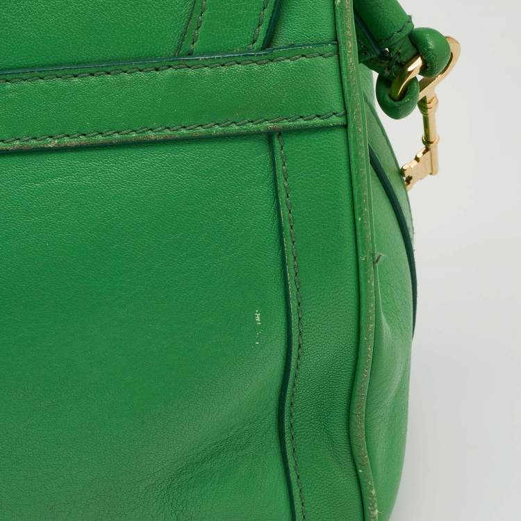 Pre Owned Dolce & Gabbana Green Leather Padlock Top Handle Bag