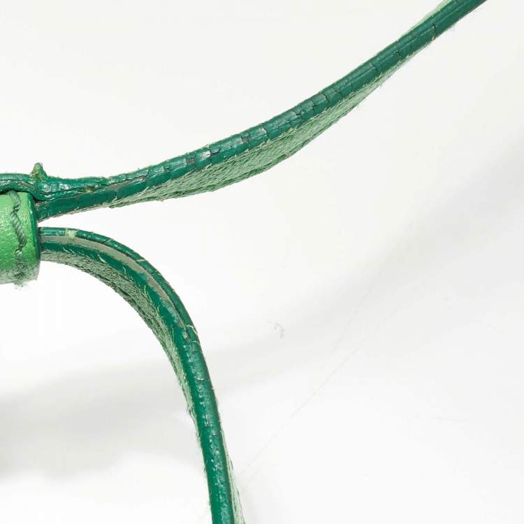 Pre Owned Dolce & Gabbana Green Leather Padlock Top Handle Bag