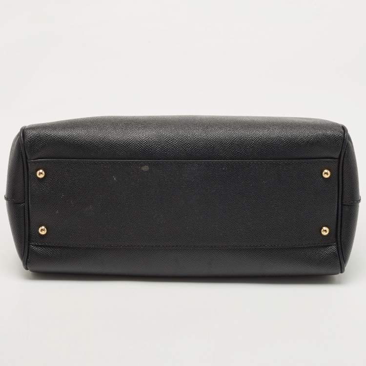 Pre Owned Dolce & Gabbana Black Leather Large Miss Sicily Top Handle Bag
