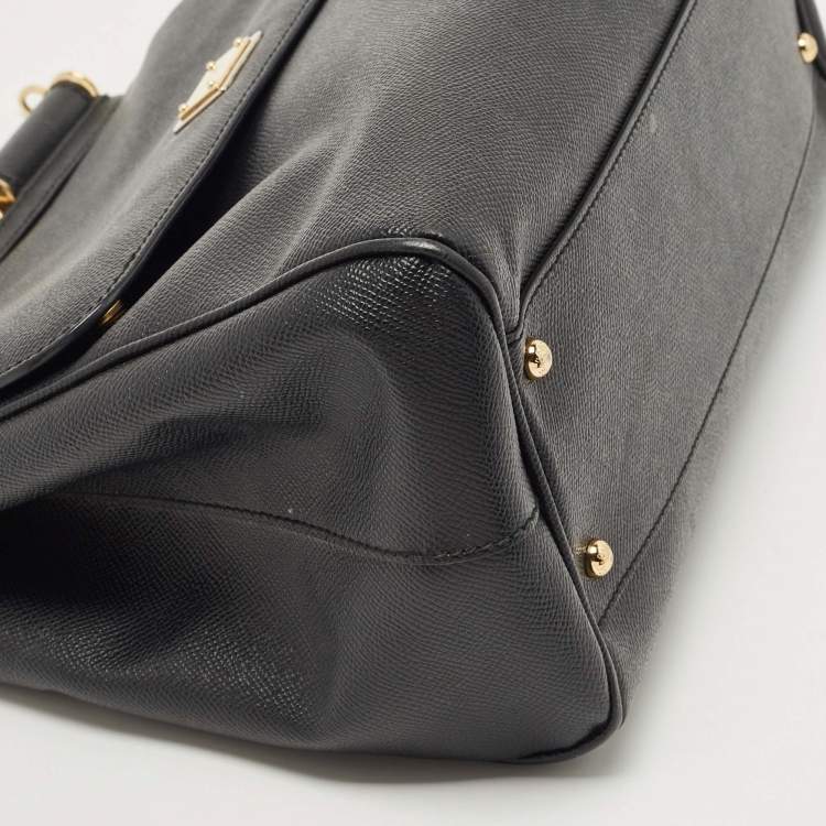 Pre Owned Dolce & Gabbana Black Leather Large Miss Sicily Top Handle Bag