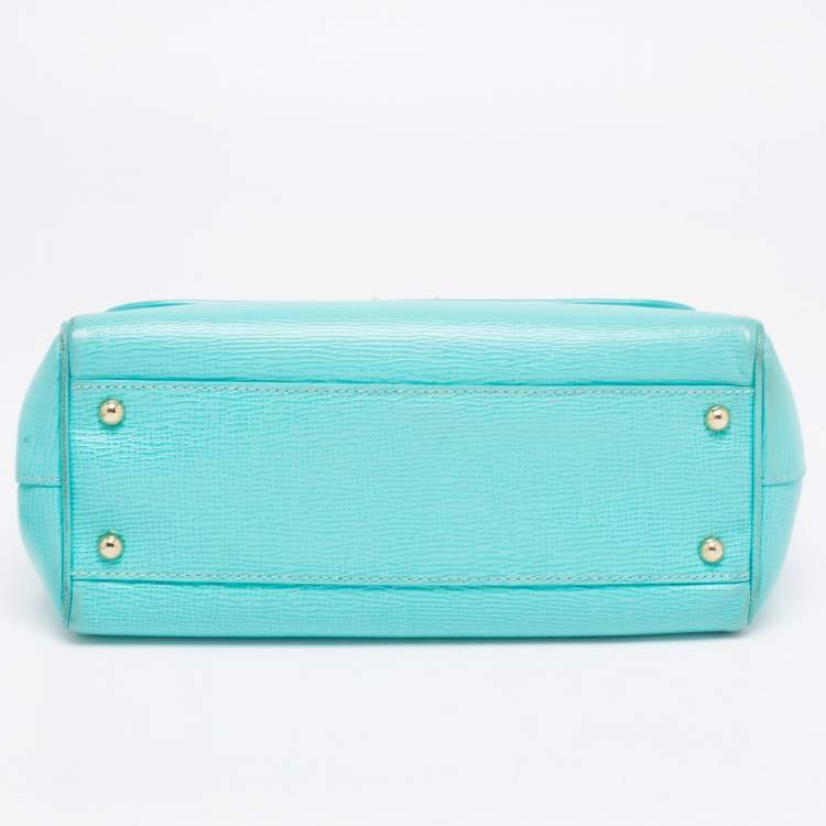 Pre Owned Dolce & Gabbana Turquoise Green Leather Medium Miss Sicily Top Handle Bag