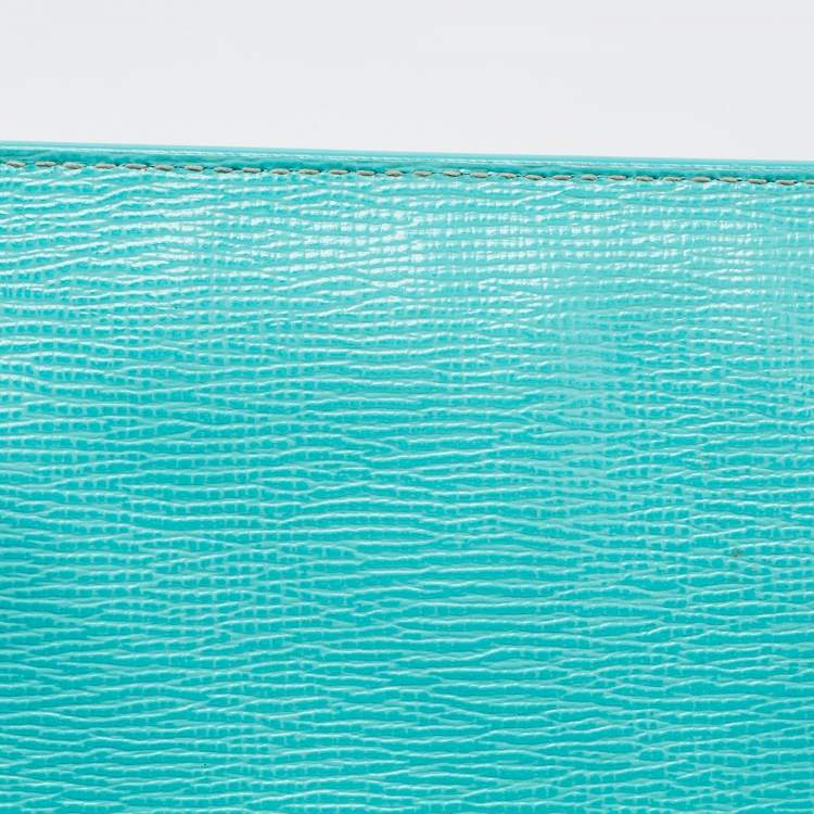 Pre Owned Dolce & Gabbana Turquoise Green Leather Medium Miss Sicily Top Handle Bag