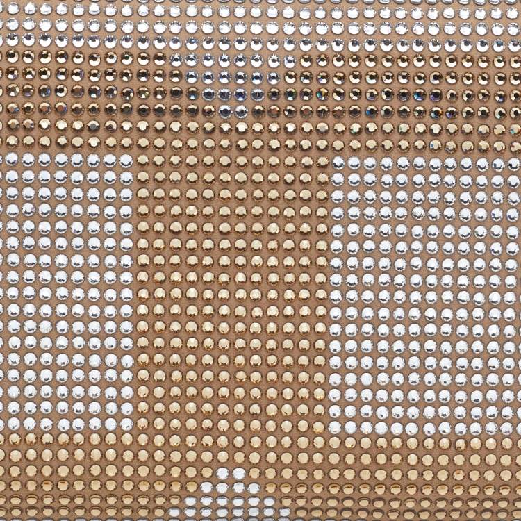 Pre Owned Dolce & Gabbana Gold/Silver Crystal Embellished and Watersnake Leather DG Chain Clutch