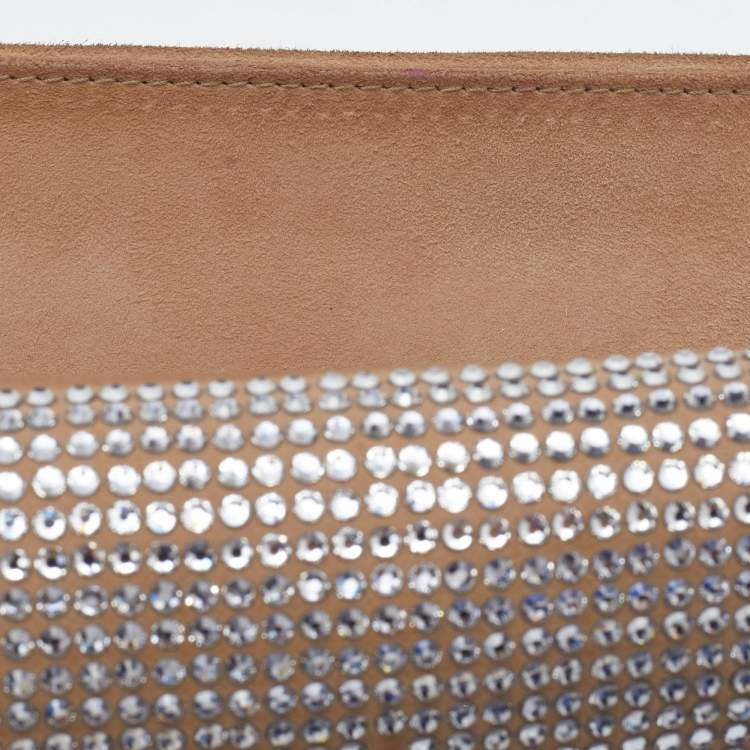 Pre Owned Dolce & Gabbana Gold/Silver Crystal Embellished and Watersnake Leather DG Chain Clutch