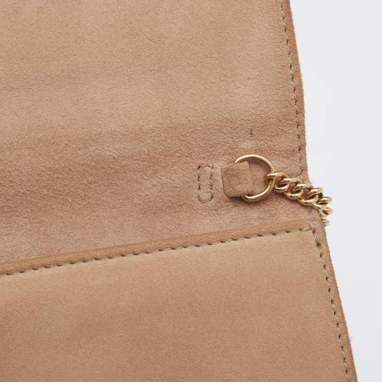 Pre Owned Dolce & Gabbana Gold/Silver Crystal Embellished and Watersnake Leather DG Chain Clutch