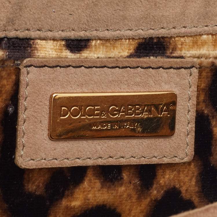 Pre Owned Dolce & Gabbana Gold/Silver Crystal Embellished and Watersnake Leather DG Chain Clutch