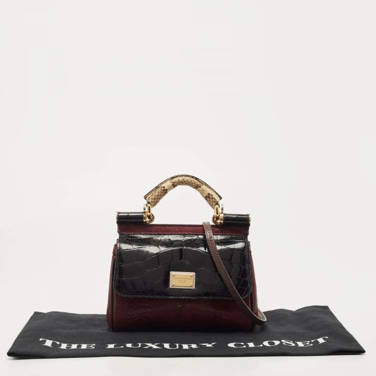 Pre Owned Dolce & Gabbana Multicolor Mixed Exotic Limited Edition Small Miss Sicily Top Handle Bag
