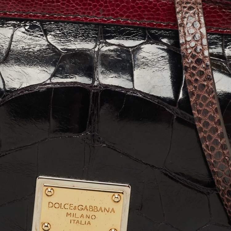 Pre Owned Dolce & Gabbana Multicolor Mixed Exotic Limited Edition Small Miss Sicily Top Handle Bag