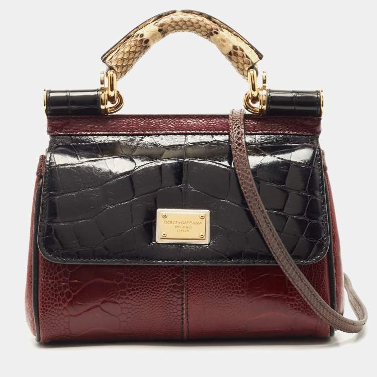 Pre Owned Dolce & Gabbana Multicolor Mixed Exotic Limited Edition Small Miss Sicily Top Handle Bag