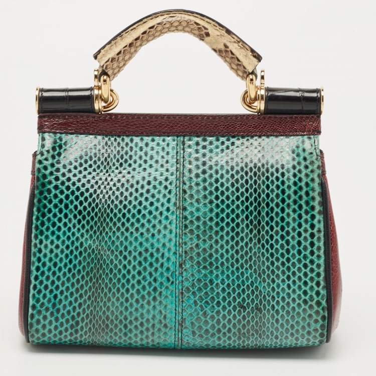 Pre Owned Dolce & Gabbana Multicolor Mixed Exotic Limited Edition Small Miss Sicily Top Handle Bag