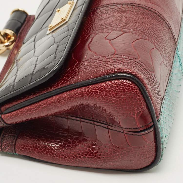 Pre Owned Dolce & Gabbana Multicolor Mixed Exotic Limited Edition Small Miss Sicily Top Handle Bag