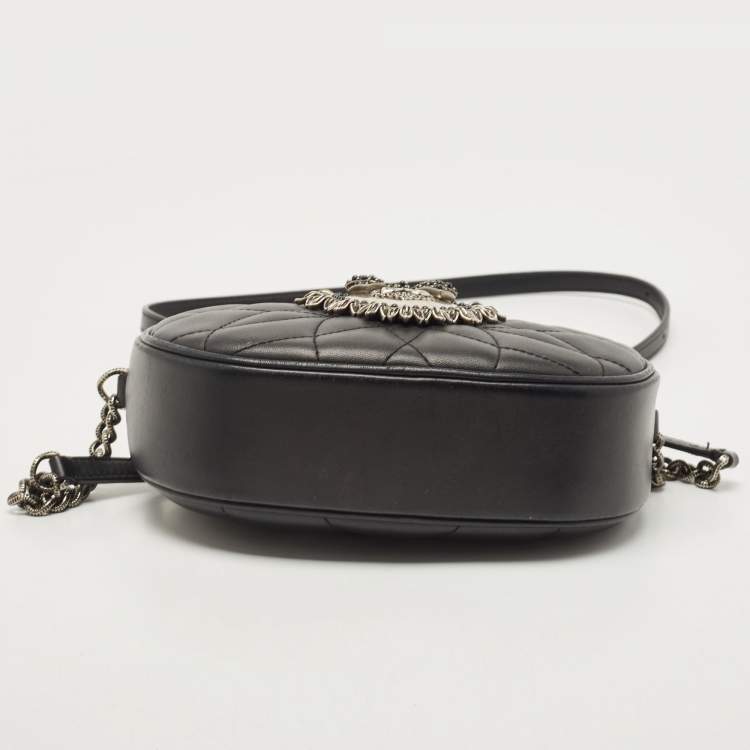 Pre Owned Dolce & Gabbana Black Matelasse Leather Devotion Camera Crossbody Bag
