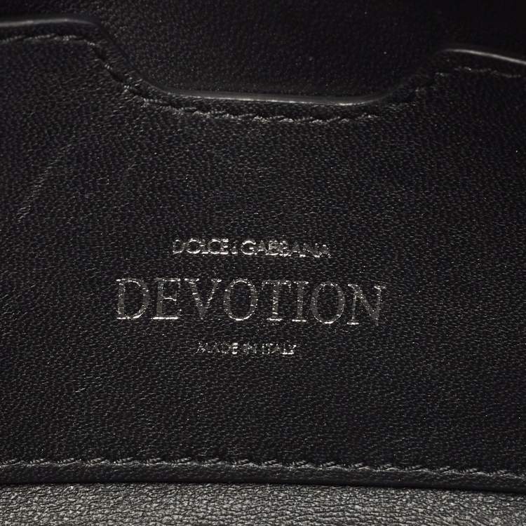 Pre Owned Dolce & Gabbana Black Matelasse Leather Devotion Camera Crossbody Bag