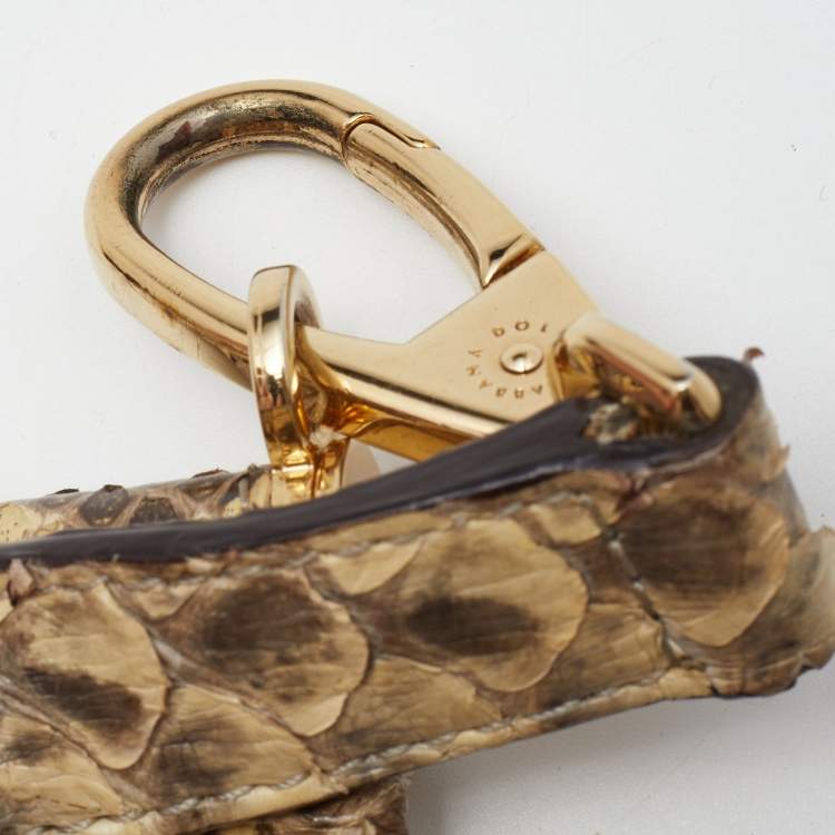 Pre Owned Dolce & Gabbana Beige/Brown Python Medium Miss Sicily Top Handle Bag