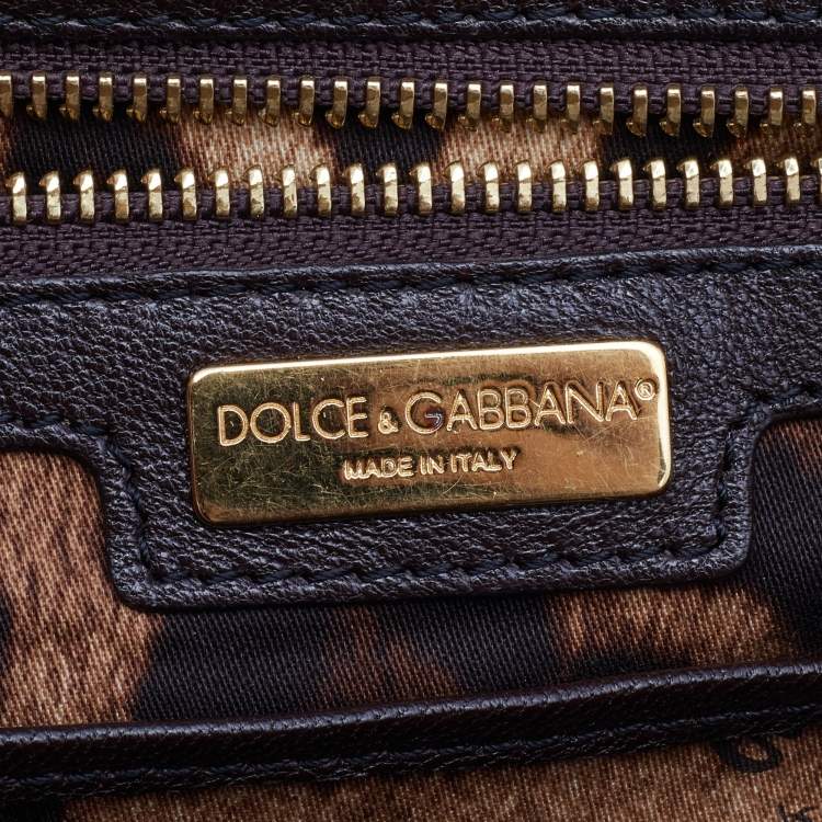 Pre Owned Dolce & Gabbana Beige/Brown Python Medium Miss Sicily Top Handle Bag