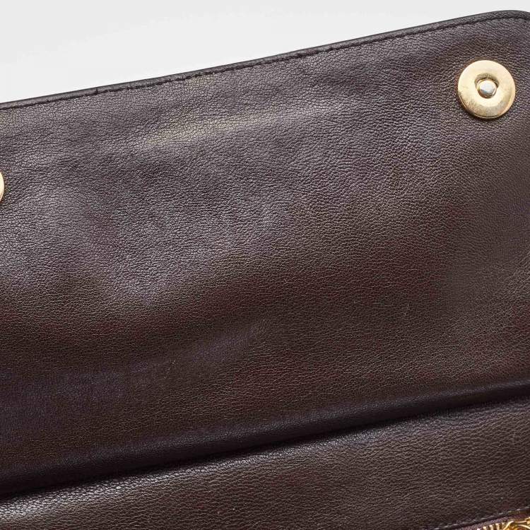 Pre Owned Dolce & Gabbana Beige/Brown Python Medium Miss Sicily Top Handle Bag