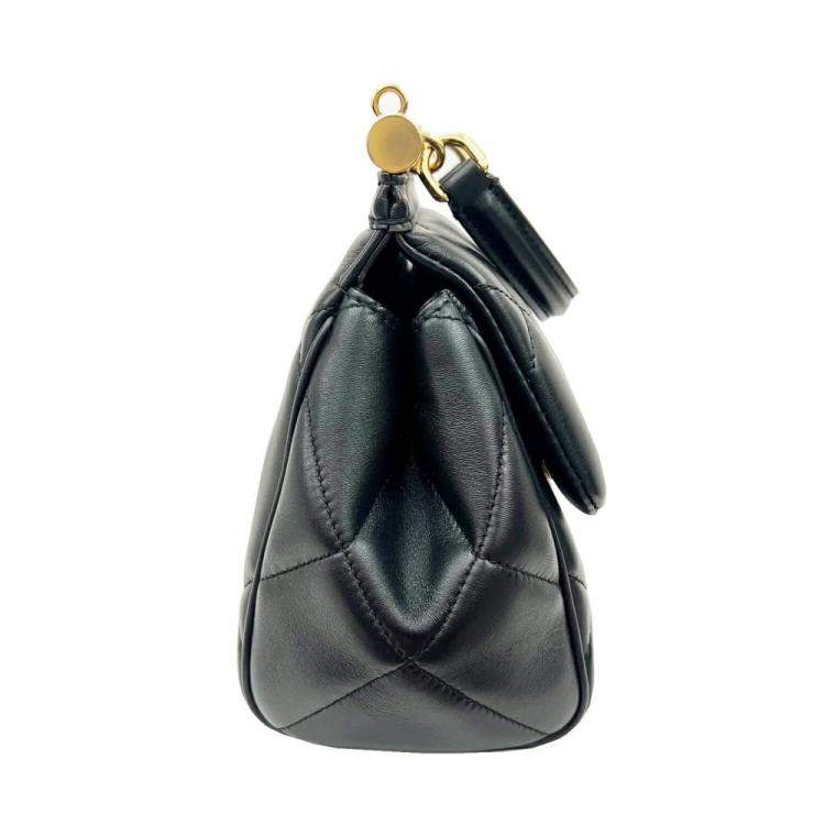 Pre Owned Dolce & Gabbana Black Quilted Leather Small Miss Sicily Top Handle Bag