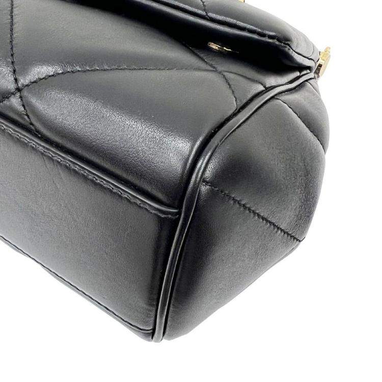 Pre Owned Dolce & Gabbana Black Quilted Leather Small Miss Sicily Top Handle Bag