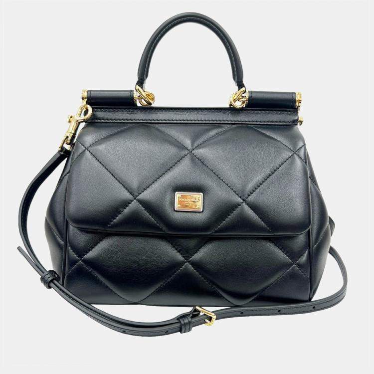 Dolce & Gabbana Black Sicily Small Quilted leather Tote Bag