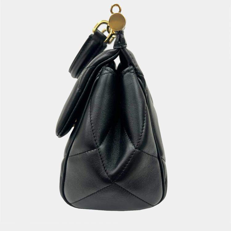 Pre Owned Dolce & Gabbana Black Quilted Leather Small Miss Sicily Top Handle Bag