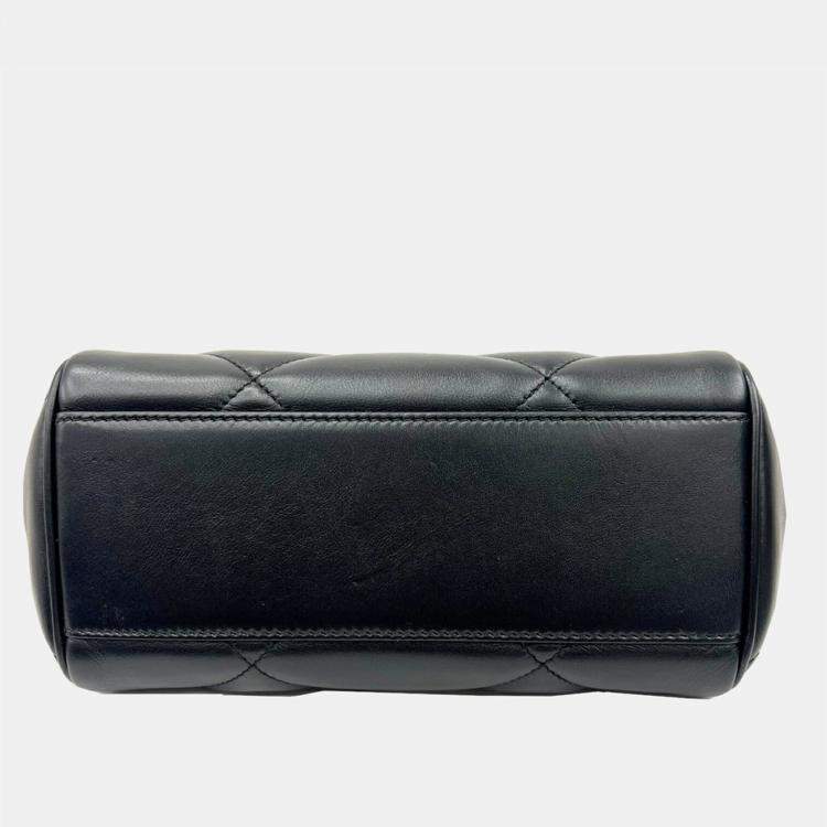 Pre Owned Dolce & Gabbana Black Quilted Leather Small Miss Sicily Top Handle Bag