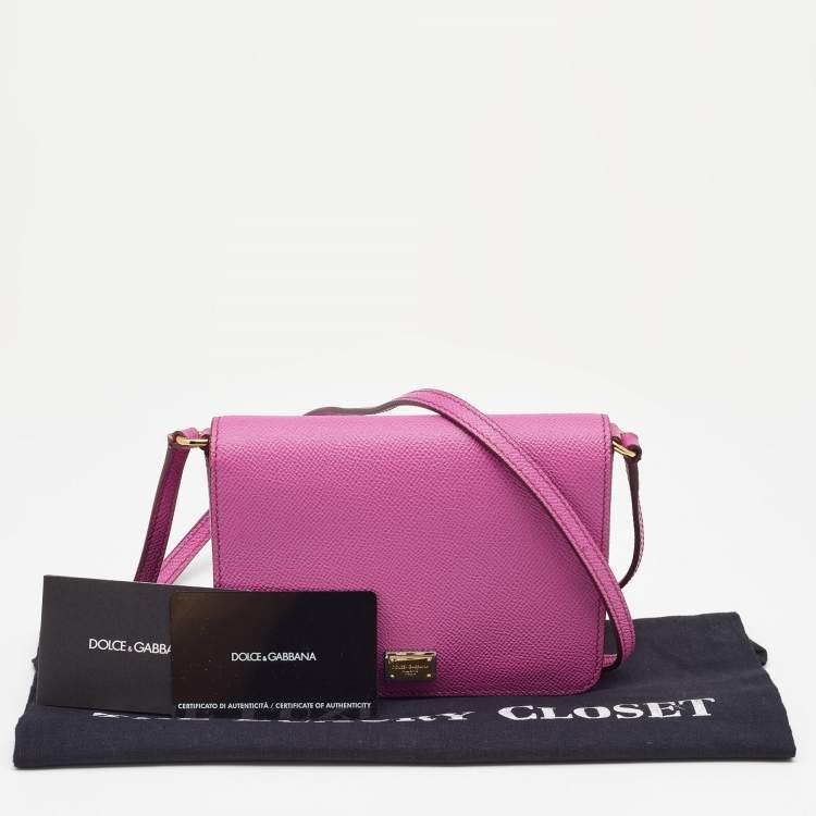 Pre Owned Dolce & Gabbana Pink Leather Mini Dauphine Crossbody Bag