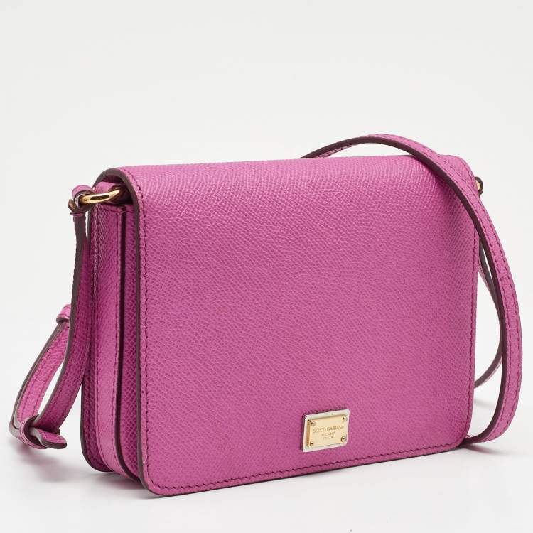 Pre Owned Dolce & Gabbana Pink Leather Mini Dauphine Crossbody Bag