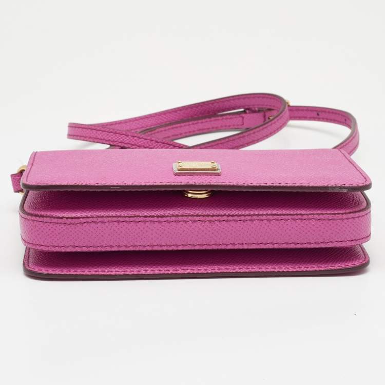 Pre Owned Dolce & Gabbana Pink Leather Mini Dauphine Crossbody Bag