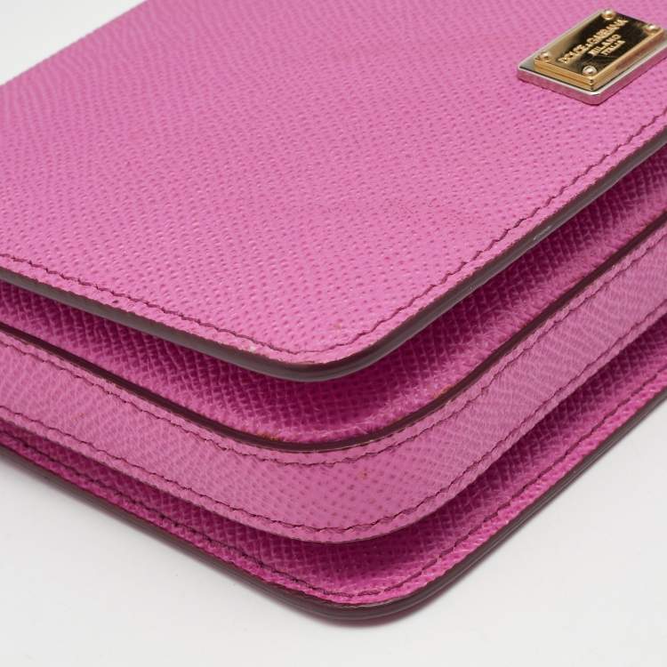 Pre Owned Dolce & Gabbana Pink Leather Mini Dauphine Crossbody Bag