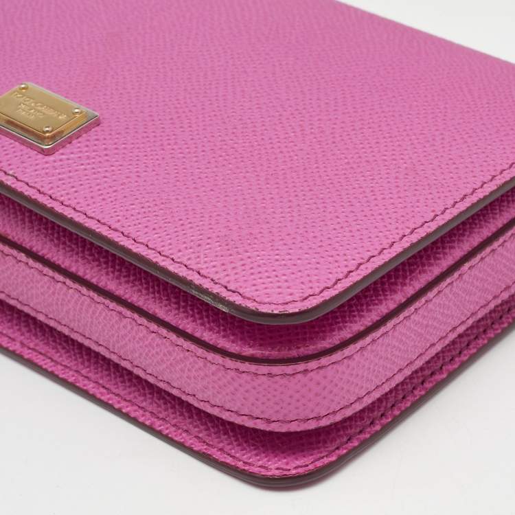 Pre Owned Dolce & Gabbana Pink Leather Mini Dauphine Crossbody Bag
