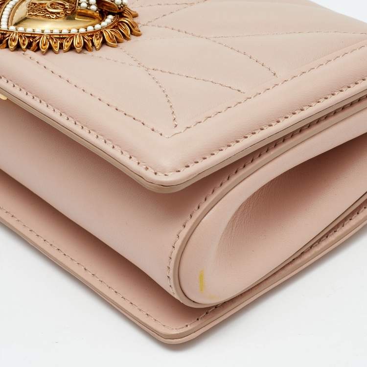 Pre Owned Dolce & Gabbana Pink Leather Devotion Mordore Crossbody Bag