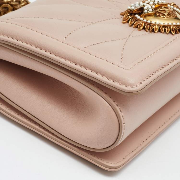 Pre Owned Dolce & Gabbana Pink Leather Devotion Mordore Crossbody Bag