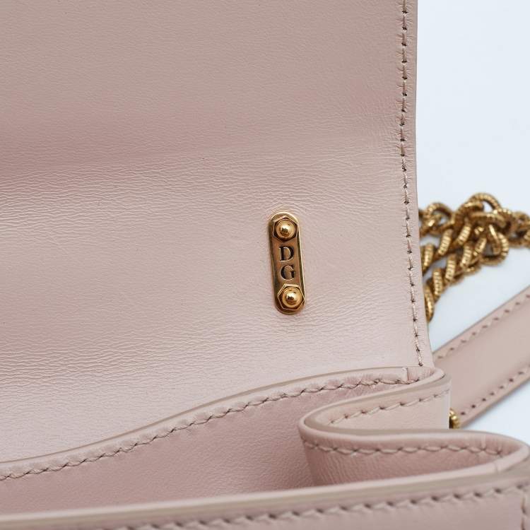 Pre Owned Dolce & Gabbana Pink Leather Devotion Mordore Crossbody Bag