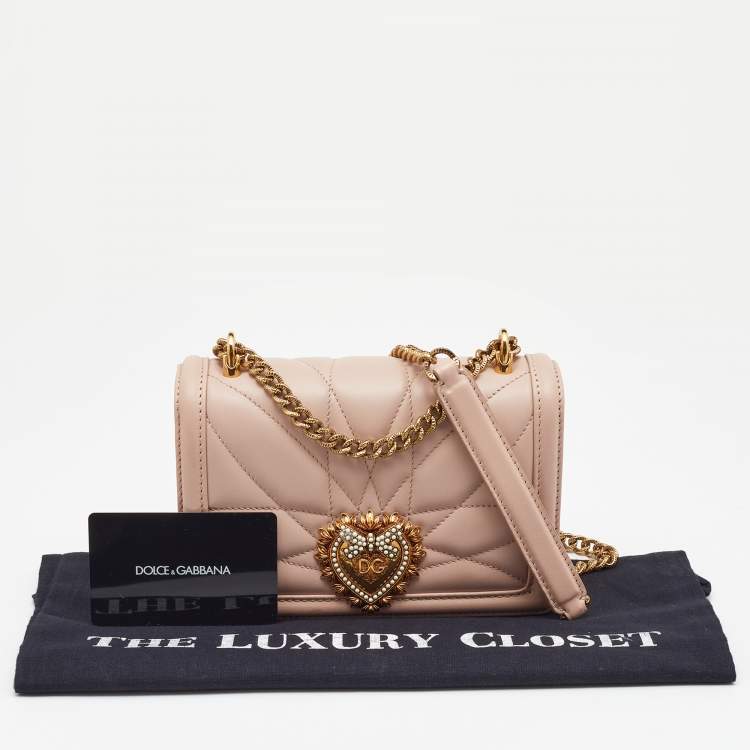 Pre Owned Dolce & Gabbana Pink Leather Devotion Mordore Crossbody Bag
