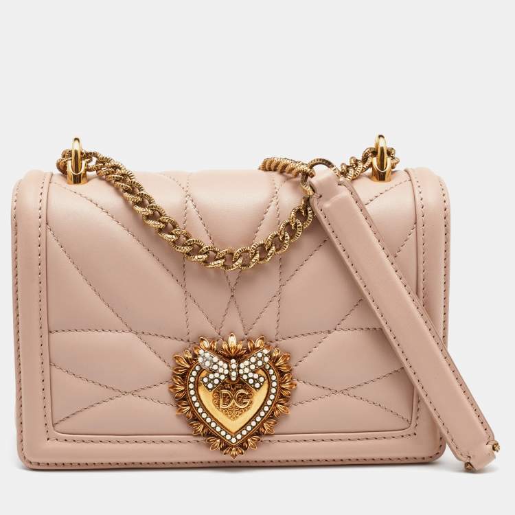 Pre Owned Dolce & Gabbana Pink Leather Devotion Mordore Crossbody Bag