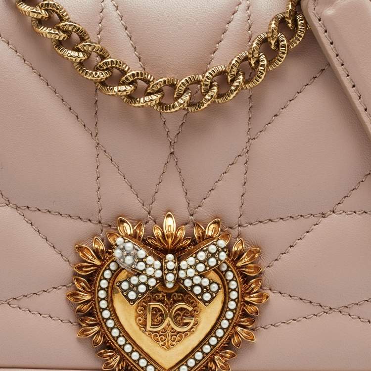 Pre Owned Dolce & Gabbana Pink Leather Devotion Mordore Crossbody Bag